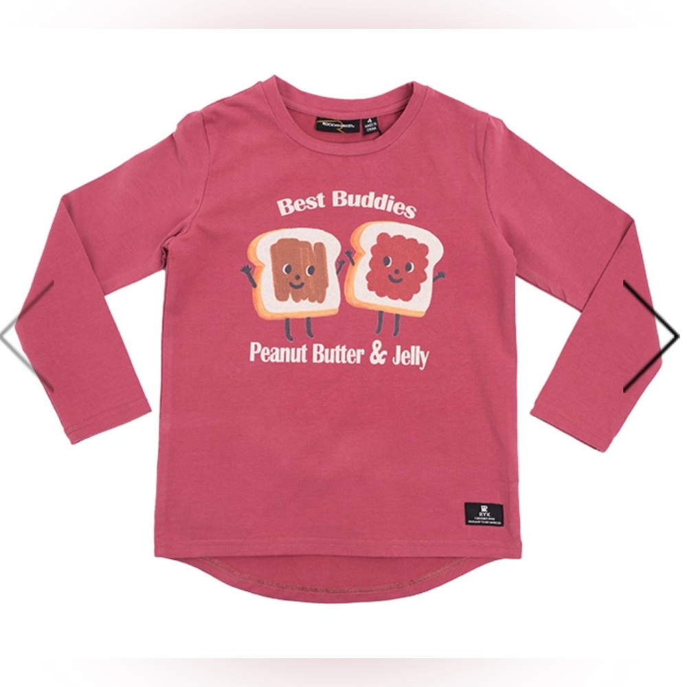 Rock Your Baby Peanut Butter And Jelly long sleeve T-Shirt in Red Wash